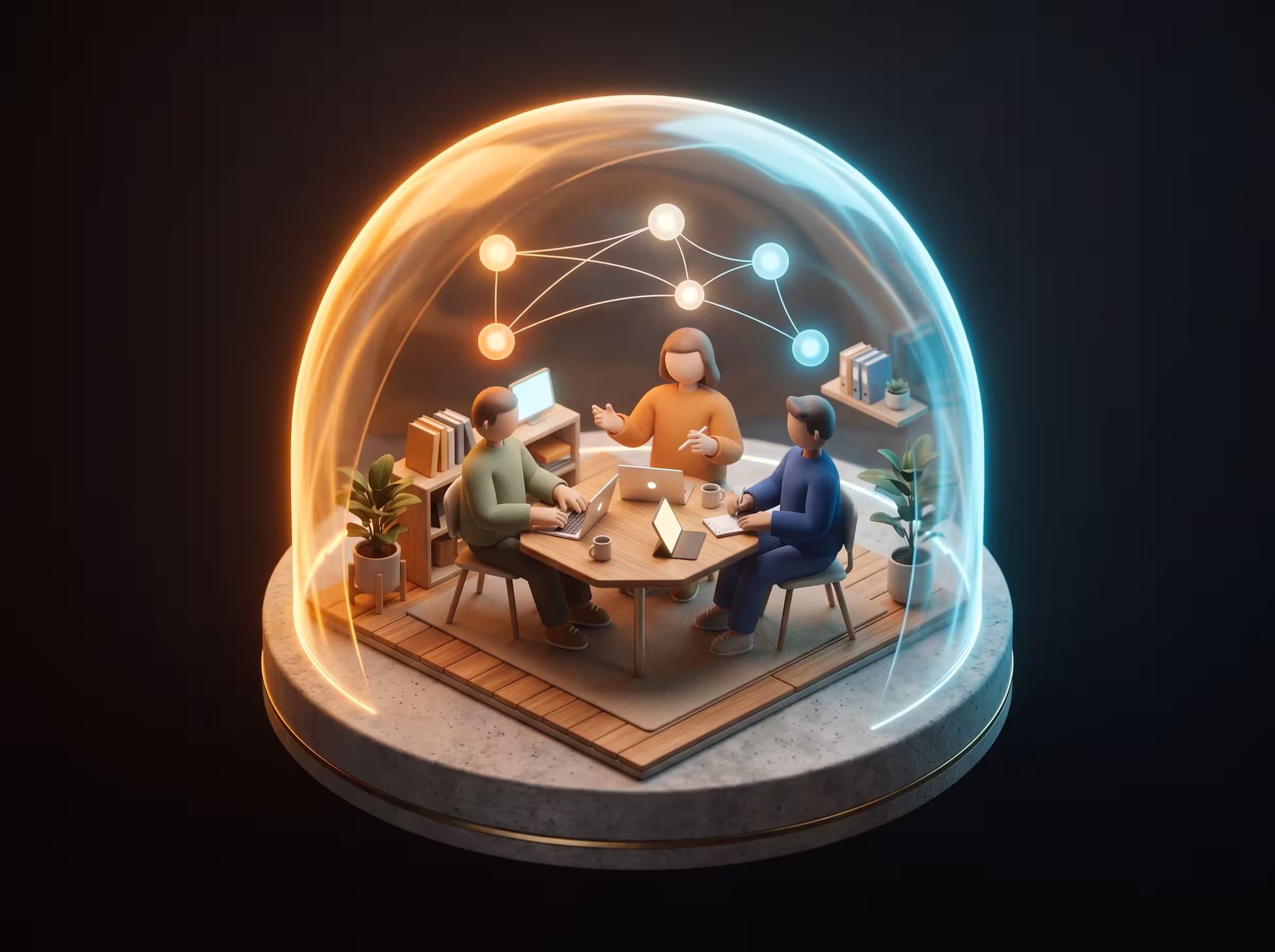 Colaboradores de uma empresa acompanhados e protegidos